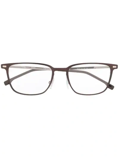 Shop Hugo Boss Square Frame Glasses In Brown