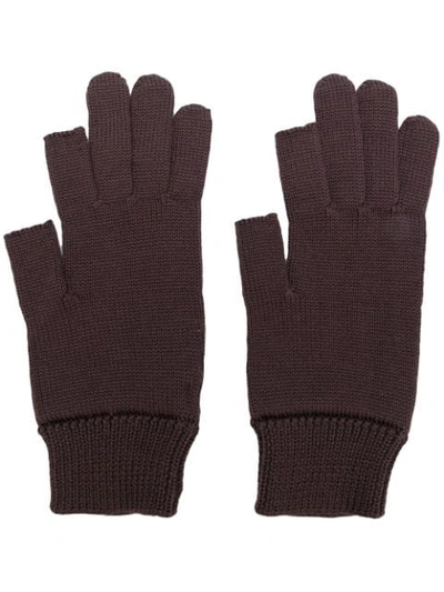 Shop Rick Owens Knitted Gloves - Brown