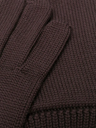 Shop Rick Owens Knitted Gloves - Brown