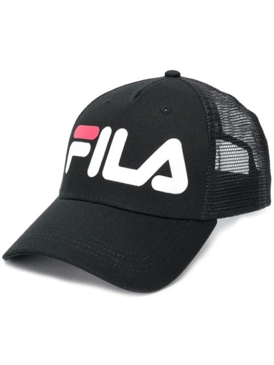 Shop Fila Embroidered Logo Cap In Black