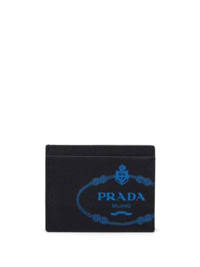 Shop Prada Saffiano Credit Card Holder In Black