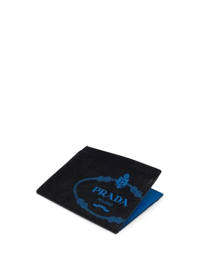 Shop Prada Saffiano Credit Card Holder In Black