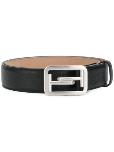 Shop Tod's Double T Buckle Belt In Black