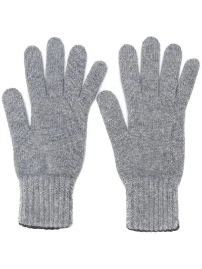 Pringle Of Scotland Gloves With Ribbed Details In Grey
