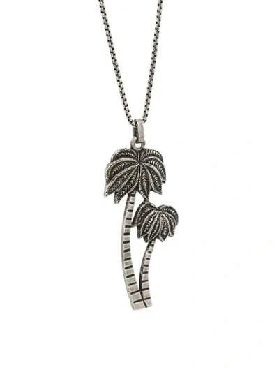 Shop Saint Laurent Palm Tree Necklace In Silver