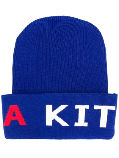 Shop Maison Kitsuné X Ader Error Logo Print Beanie  In Blue