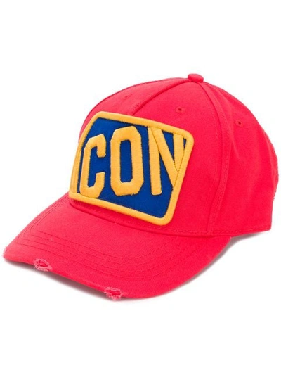 Shop Dsquared2 Baseballkappe Mit "icon"-patch In Red