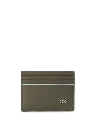 Shop Calvin Klein Direct Logo Plaque Cardholder In Green