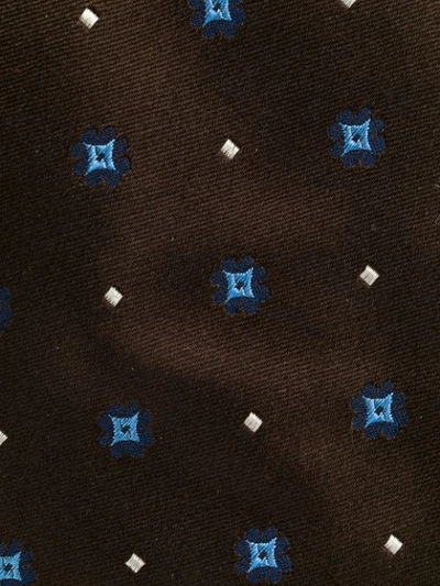 Shop Kiton Embroidered Detail Silk Tie In Brown