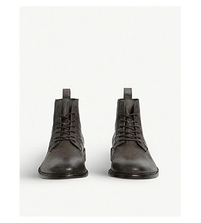 Shop Allsaints Leven Leather Boots In Charcoal Grey