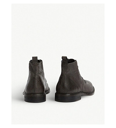 Shop Allsaints Leven Leather Boots In Charcoal Grey