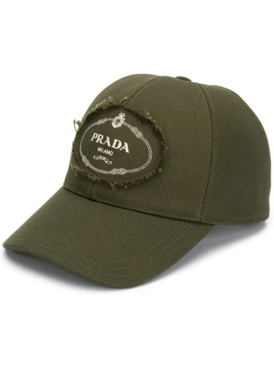 Shop Prada Logo Cap In Green