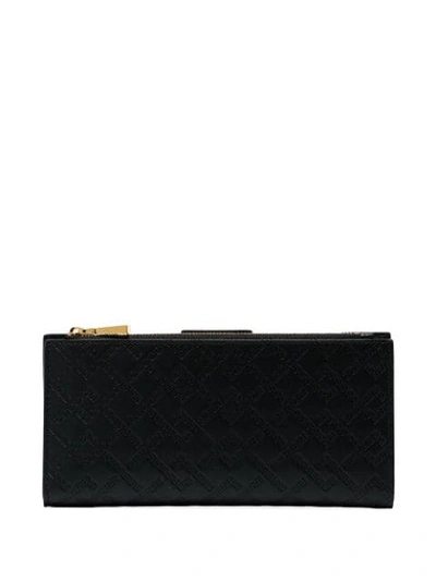 Shop Versace Greek Key Embossed Wallet In D410h Nero/oro Caldo