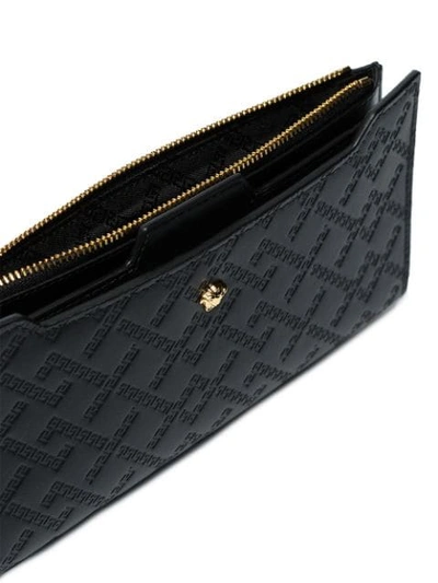 Shop Versace Greek Key Embossed Wallet In D410h Nero/oro Caldo