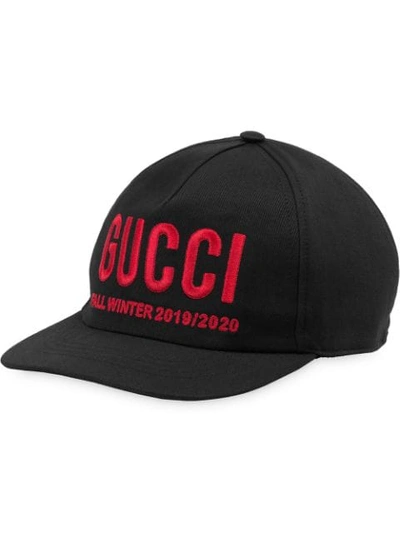Shop Gucci Logo-embroidered Baseball Cap In Black