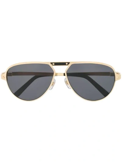 Shop Cartier Aviator Sunglasses In Black