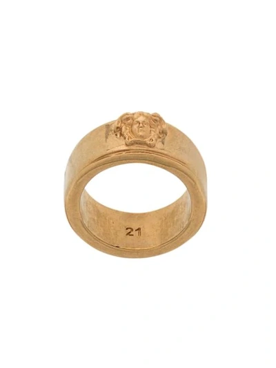 Shop Versace Logo Ring In Gold