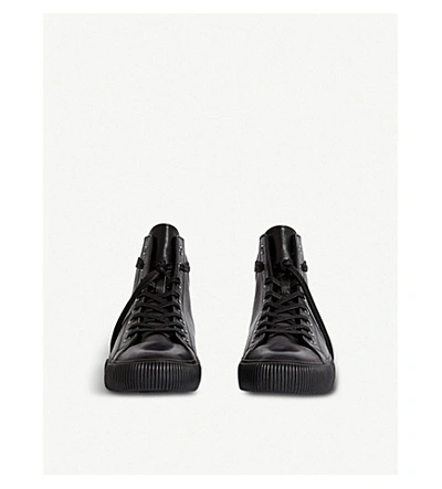 Shop Allsaints Osun High-top Leather Trainers In Black/black