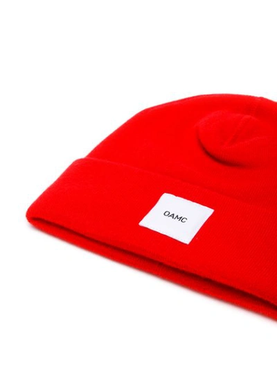 Shop Oamc Logo Patch Beanie - Red