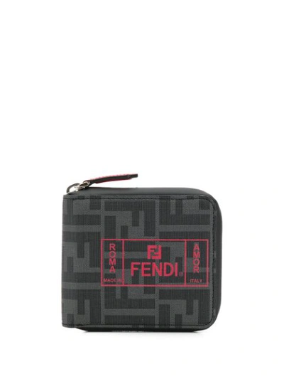 Shop Fendi Roma Amor Stamp Wallet In Black