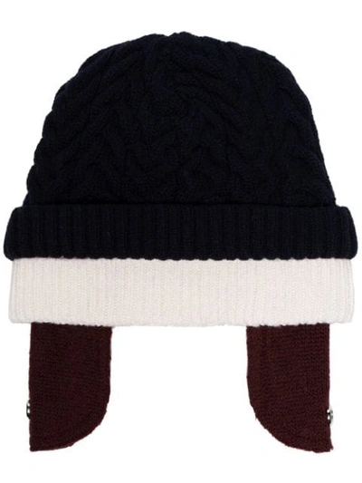 Shop Sunnei Layered-effect Beanie In Blue