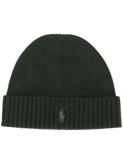 Shop Polo Ralph Lauren Ribbed Knit Beanie In Green