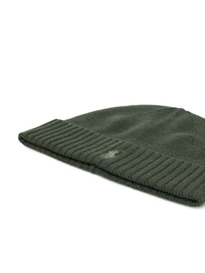 Shop Polo Ralph Lauren Ribbed Knit Beanie In Green