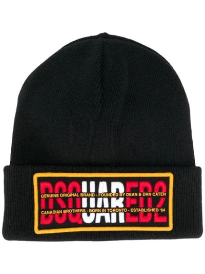 Shop Dsquared2 Logo Patch Beanie In Black