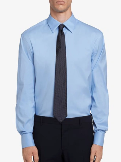 Shop Prada Pinpoint Tie In Blue