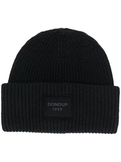 Shop Dondup Ribbed Beanie Hat In 999 Black