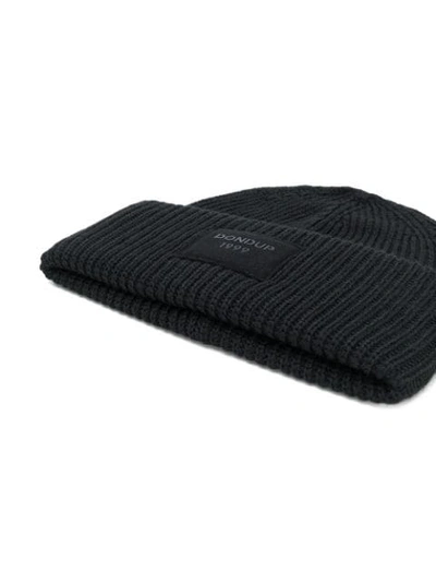 Shop Dondup Ribbed Beanie Hat In 999 Black