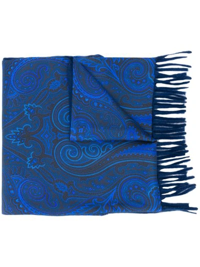 Shop Etro Paisley Print Scarf In Blue