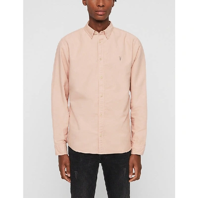 Shop Allsaints Hungtingdon Slim-fit Cotton Shirt In Blossom Pink
