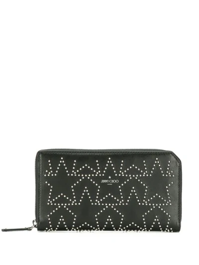 Shop Jimmy Choo Carnaby Zip-around Star Wallet In Black