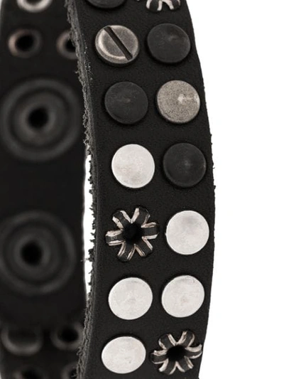Shop Diesel Leather Bracelet With Mixed Studs In Black