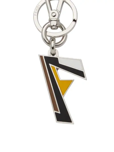 Shop Fendi F Logo Keyring In Silver