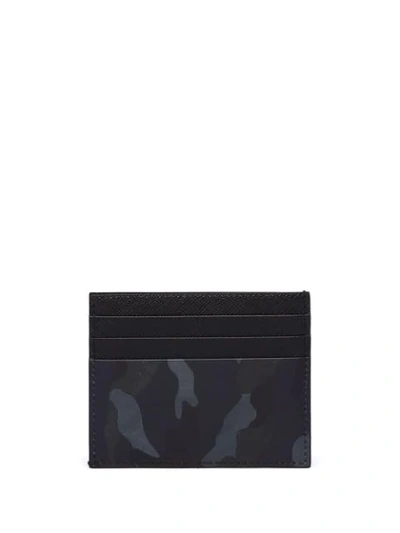 Shop Prada Saffiano Camouflage Card Holder In Black