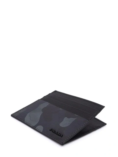 Shop Prada Saffiano Camouflage Card Holder In Black