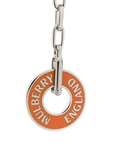 Shop Mulberry Enamelled Logo Keyring In Orange