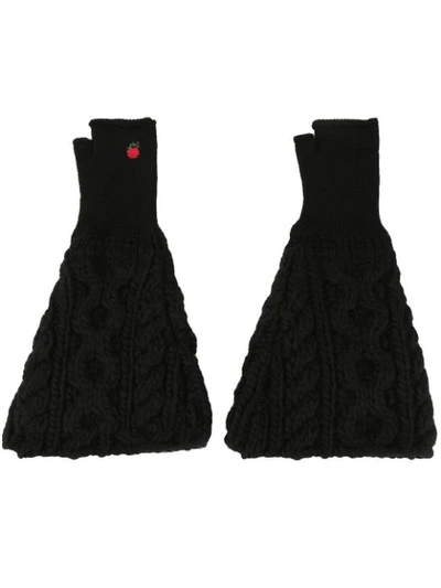 Shop Undercover Cable Knit Gloves In Black