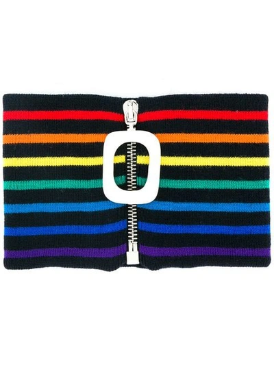 Shop Jw Anderson Knitted Striped Neckband In Multicolour