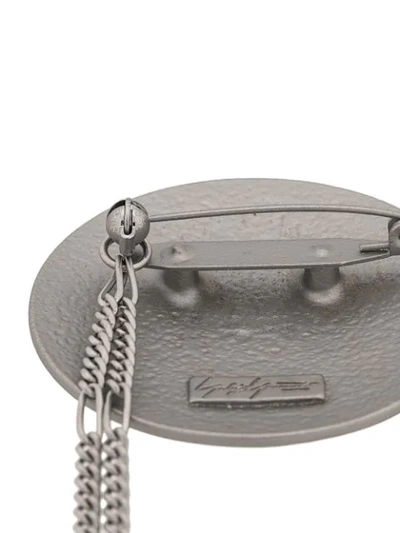 Shop Yohji Yamamoto Logo Brand Brooch In Silver