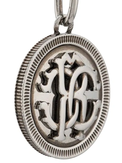 Shop Roberto Cavalli Engraved Logo Necklace In Silver