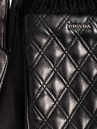 Shop Prada Diamond Quilted Gloves In Black