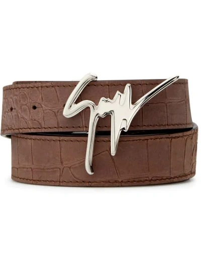 Shop Giuseppe Zanotti Giuseppe Logo Belt In Brown