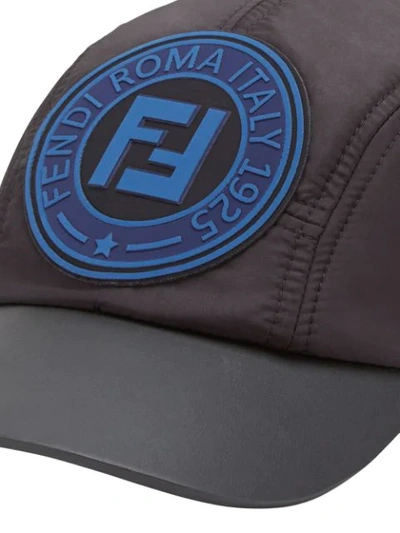 Shop Fendi Logo Patch Baseball Cap In Black
