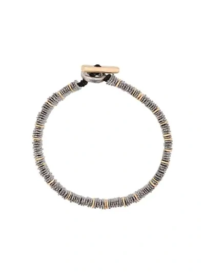 Shop M Cohen Distressed Barcode Bracelet In Gold ,silver