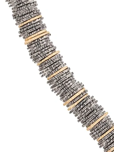 Shop M Cohen Distressed Barcode Bracelet In Gold ,silver