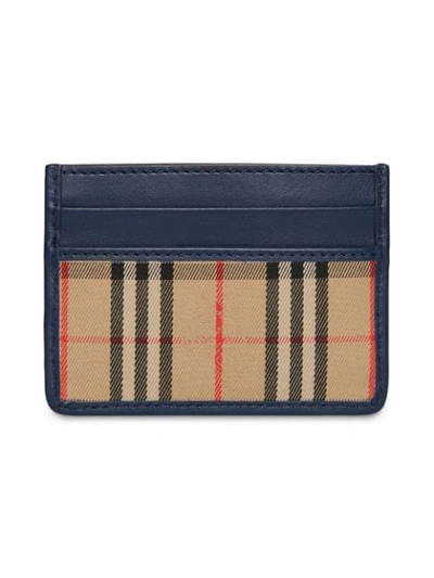 Shop Burberry 1983 Check And Leather Card Case - Farfetch In 46600 Ink Blue
