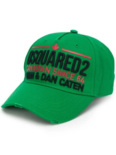 Shop Dsquared2 Embroidered Logo Baseball Cap In Green
